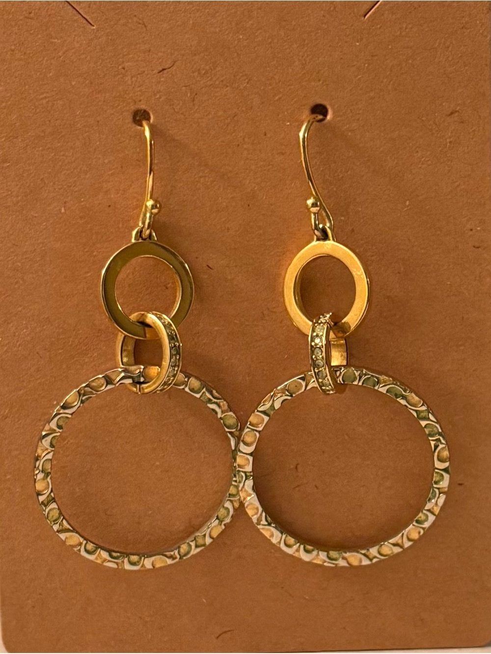 Coach Gold-Tone Double Hoop Earrings with Enamel Accents
